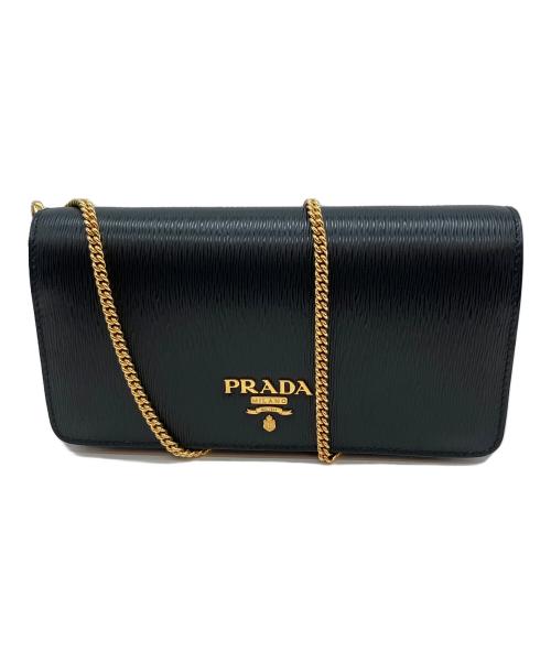 PRADA（プラダ）PRADA (プラダ) サフィアーノ VITELLO MOVE 62D チェーンショルダーバッグ ブラックの古着・服飾アイテム