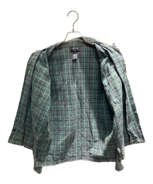 stussy（ステューシー）stussy (ステューシー) 00‘s 長袖シャツ グリーン×ネイビー サイズ:Sの古着・服飾アイテム