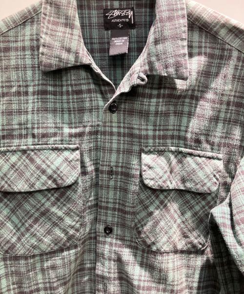 stussy（ステューシー）stussy (ステューシー) 00‘s 長袖シャツ グリーン×ネイビー サイズ:Sの古着・服飾アイテム