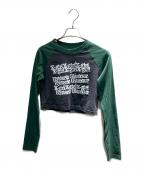 X-GIRL×Hysteric Glamourエックスガール×ヒステリックグラマー）の古着「長袖カットソー」｜グリーン×グレー