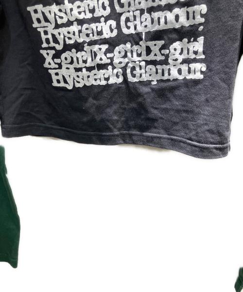 X-GIRL（エックスガール）X-GIRL (エックスガール) Hysteric Glamour (ヒステリックグラマー) 長袖カットソー グリーン×グレー サイズ:Sの古着・服飾アイテム