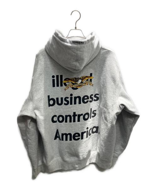 SUPREME（シュプリーム）SUPREME (シュプリーム) ANTIHERO (アンタイヒーロー) Hooded Sweatshirt プルオーバーパーカー ライトグレー サイズ:XLの古着・服飾アイテム