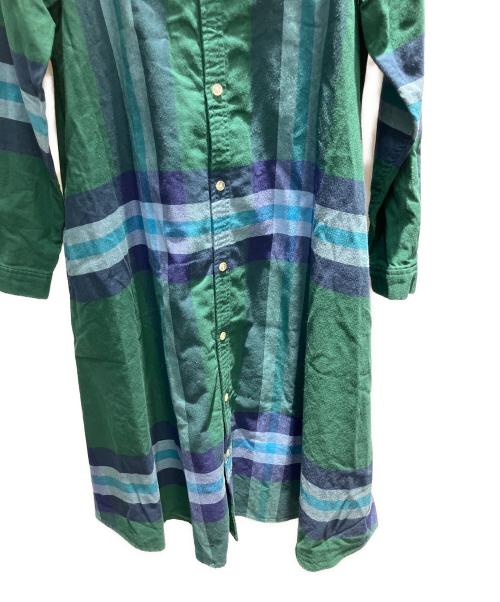 BEAMS BOY（ビームスボーイ）BEAMS BOY (ビームスボーイ) 長袖ワンピース グリーン×ブルー サイズ:Freeの古着・服飾アイテム