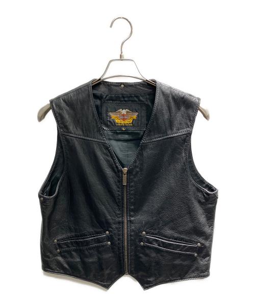 HARLEY-DAVIDSON（ハーレーダビッドソン）HARLEY-DAVIDSON (ハーレーダビッドソン) レザーベスト ブラック サイズ:Lの古着・服飾アイテム