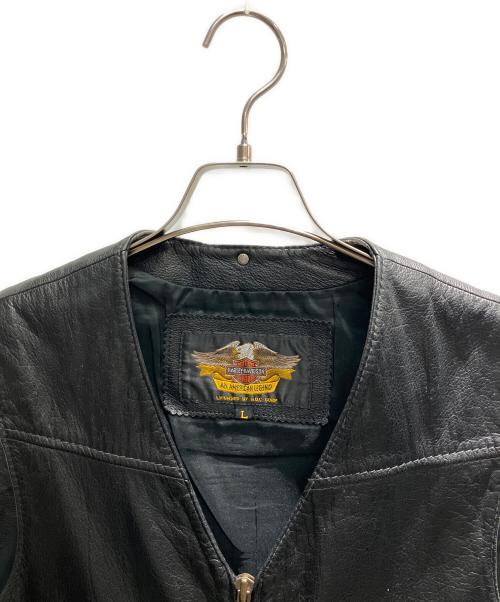 HARLEY-DAVIDSON（ハーレーダビッドソン）HARLEY-DAVIDSON (ハーレーダビッドソン) レザーベスト ブラック サイズ:Lの古着・服飾アイテム