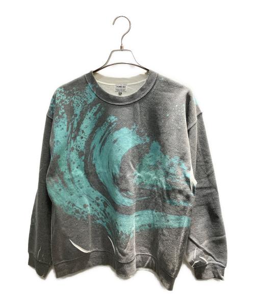 elephant TRIBAL fabrics（エレファントトライバルファブリックス）elephant TRIBAL fabrics (エレファントトライバルファブリックス) MARBLE PRINT SWEAT スウェット グレー×グリーン サイズ:Sの古着・服飾アイテム