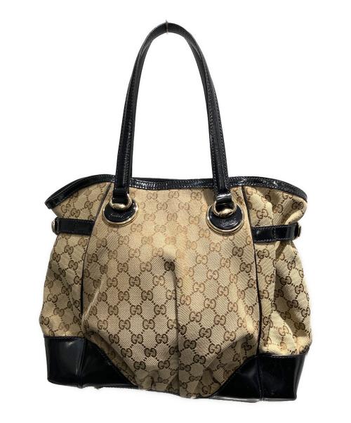 GUCCI（グッチ）GUCCI (グッチ) GG 502752 トートバッグ ベージュ×ブラックの古着・服飾アイテム