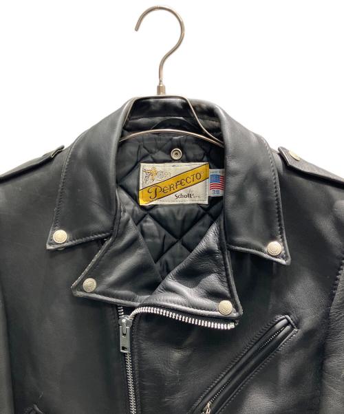 PERFECT by schott（パーフェクトバイショット）PERFECT by schott (パーフェクトバイショット) ダブルライダースジャケット ブラック サイズ:38の古着・服飾アイテム