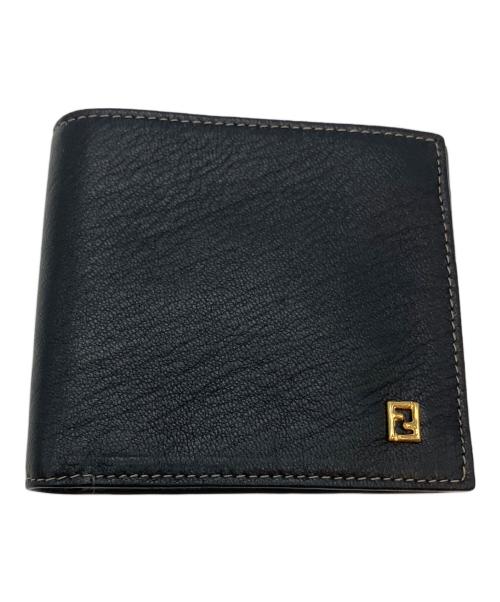 FENDI（フェンディ）FENDI (フェンディ) レザー2つ折り財布 ブラックの古着・服飾アイテム