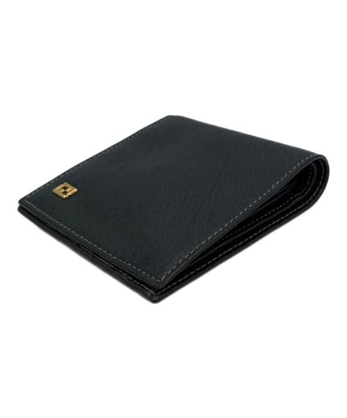 FENDI（フェンディ）FENDI (フェンディ) レザー2つ折り財布 ブラックの古着・服飾アイテム