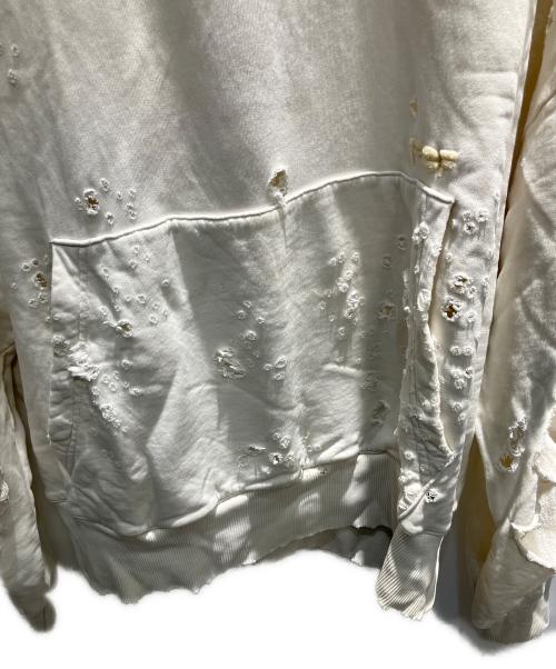 PDF（ピーディーエフ）PDF (ピーディーエフ) ダメージパーカー ホワイト サイズ:Mの古着・服飾アイテム