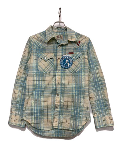 Hysteric Glamour（ヒステリックグラマー）Hysteric Glamour (ヒステリックグラマー) チェックシャツ ブルー×イエロー サイズ:Mの古着・服飾アイテム