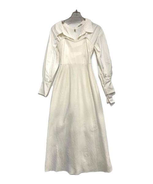 Snidel（スナイデル）Snidel (スナイデル) オーバーシャツドッキングニットワンピース ホワイト サイズ:Oの古着・服飾アイテム