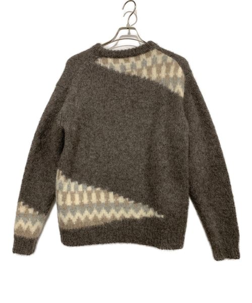 BATONER（バトナ―）BATONER (バトナ―) アルパカ混ニット グレー×ホワイト サイズ:Mの古着・服飾アイテム