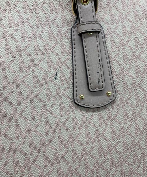 MICHAEL KORS（マイケル・コース）MICHAEL KORS (マイケルコース) トートバッグ ピンク×ホワイトの古着・服飾アイテム
