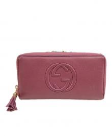 GUCCI（グッチ）の古着「ソーホーインターロッキングGフリンジタッセル長財布」｜ピンク