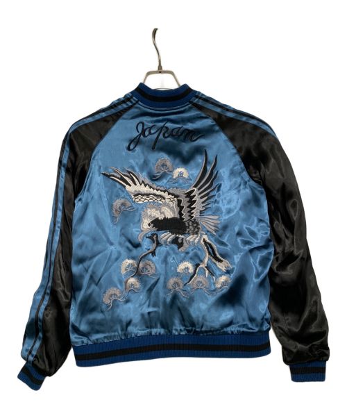 花旅楽団（ハナタビガクダン）花旅楽団 (ハナタビガクダン) リバーシブルスカジャン ブラック×ブルー サイズ:Mの古着・服飾アイテム