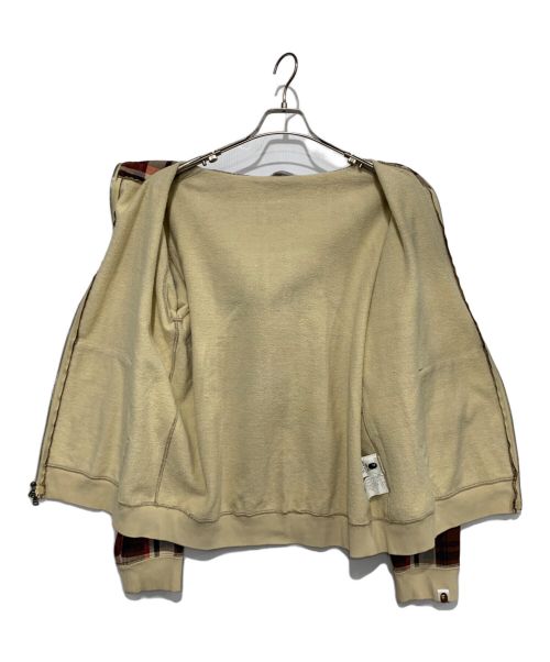 A BATHING APE（アベイシングエイプ）A BATHING APE (アベイシングエイプ) ラブジェネチェックシャークパーカー ベージュ×ブラウン サイズ:Mの古着・服飾アイテム