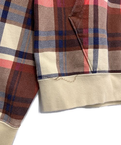 A BATHING APE（アベイシングエイプ）A BATHING APE (アベイシングエイプ) ラブジェネチェックシャークパーカー ベージュ×ブラウン サイズ:Mの古着・服飾アイテム