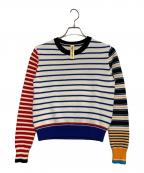 nagonstansナゴンスタンス）の古着「切替ニット」｜ホワイト×ブラック×レッド×ネイビー