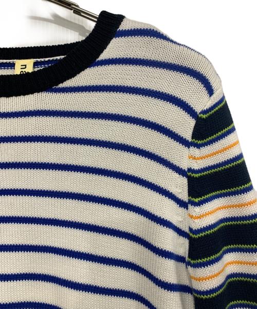 nagonstans（ナゴンスタンス）nagonstans (ナゴンスタンス) 切替ニット ホワイト×ブラック×レッド×ネイビー サイズ:SIZE38の古着・服飾アイテム