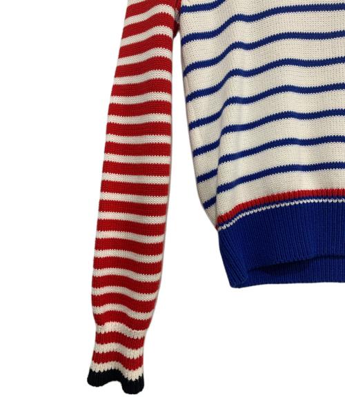 nagonstans（ナゴンスタンス）nagonstans (ナゴンスタンス) 切替ニット ホワイト×ブラック×レッド×ネイビー サイズ:SIZE38の古着・服飾アイテム