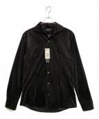 MICHEL KLEINミッシェルクラン）の古着「トリコットベロア長袖シャツ」｜ブラック