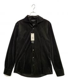 MICHEL KLEIN（ミッシェルクラン）の古着「トリコットベロア長袖シャツ」｜ブラック