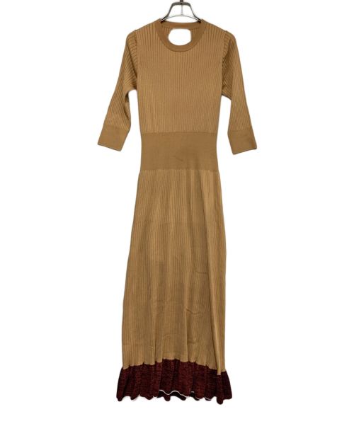 TOGA PULLA（トーガ プルラ）TOGA PULLA (トーガ プルラ) ワイドリブニットドレス ベージュ サイズ:Sの古着・服飾アイテム