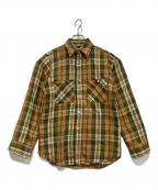 BIG YANKビッグヤンク）の古着「ヴィンテージネルシャツ」｜ベージュ×グリーン