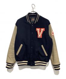 VAN（ヴァン）の古着「袖レザー切替スタジャン」｜ネイビー×グレー