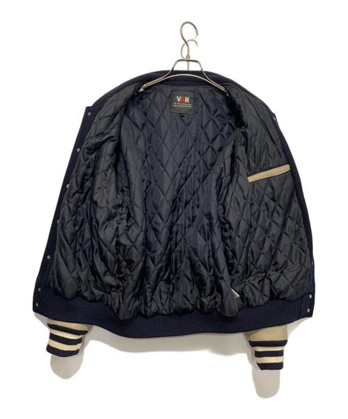 VAN（ヴァン）VAN (ヴァン) 袖レザー切替スタジャン ネイビー×グレー サイズ:Lの古着・服飾アイテム