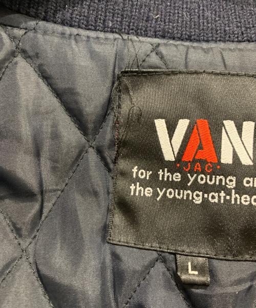 VAN（ヴァン）VAN (ヴァン) 袖レザー切替スタジャン ネイビー×グレー サイズ:Lの古着・服飾アイテム