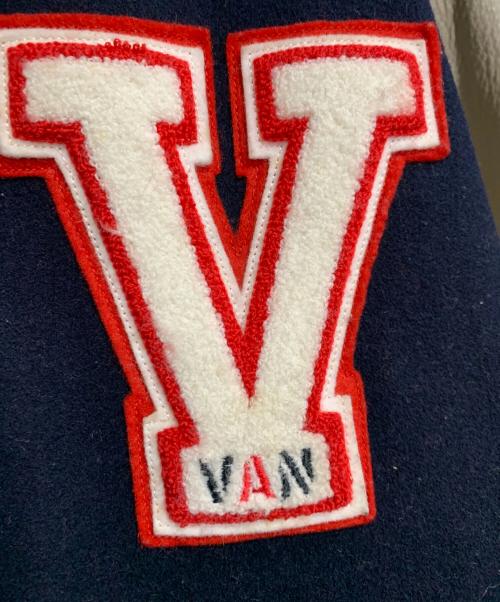 VAN（ヴァン）VAN (ヴァン) 袖レザー切替スタジャン ネイビー×グレー サイズ:Lの古着・服飾アイテム