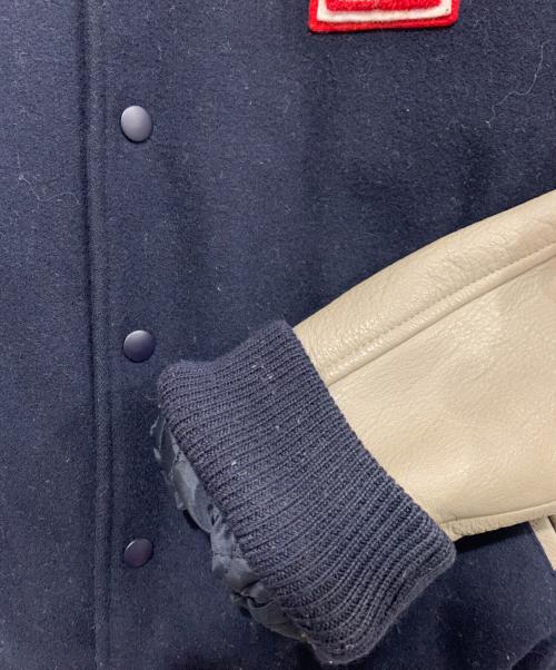 VAN（ヴァン）VAN (ヴァン) 袖レザー切替スタジャン ネイビー×グレー サイズ:Lの古着・服飾アイテム