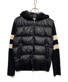 MONCLER（モンクレール）の古着「ニット切替ダウンジャケット」｜ホワイト×ネイビー