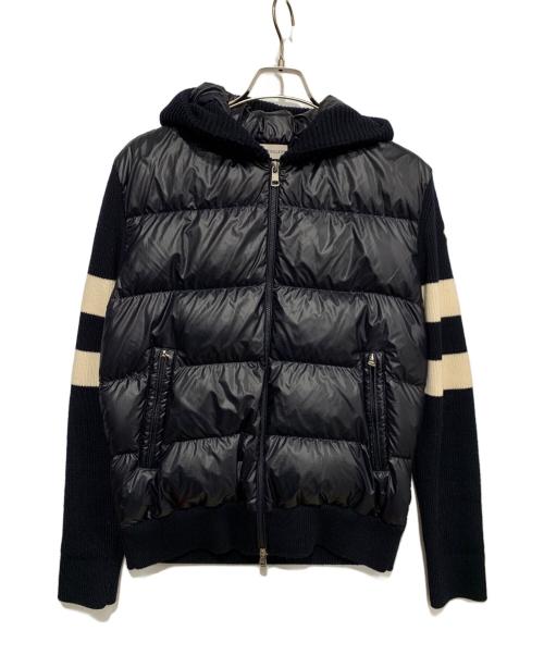 MONCLER（モンクレール）MONCLER (モンクレール) ニット切替ダウンジャケット ホワイト×ネイビー サイズ:Mの古着・服飾アイテム