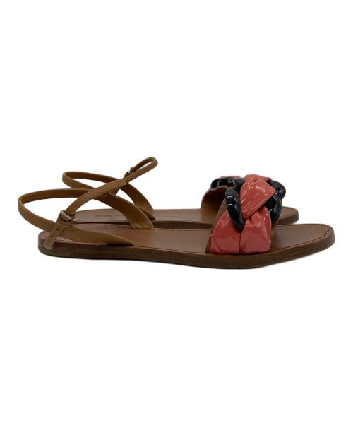 MIU MIU（ミュウミュウ）MIU MIU (ミュウミュウ) ストラップサンダル ブラウン×ピンク サイズ:36の古着・服飾アイテム