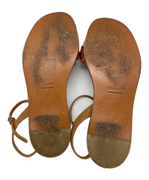 MIU MIU（ミュウミュウ）MIU MIU (ミュウミュウ) ストラップサンダル ブラウン×ピンク サイズ:36の古着・服飾アイテム