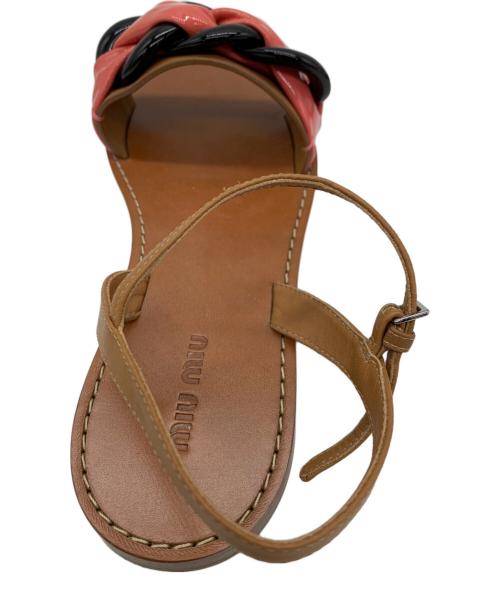 MIU MIU（ミュウミュウ）MIU MIU (ミュウミュウ) ストラップサンダル ブラウン×ピンク サイズ:36の古着・服飾アイテム