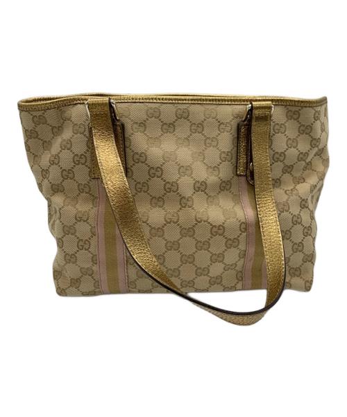 GUCCI（グッチ）GUCCI (グッチ) チャーム付トートバッグ ベージュの古着・服飾アイテム