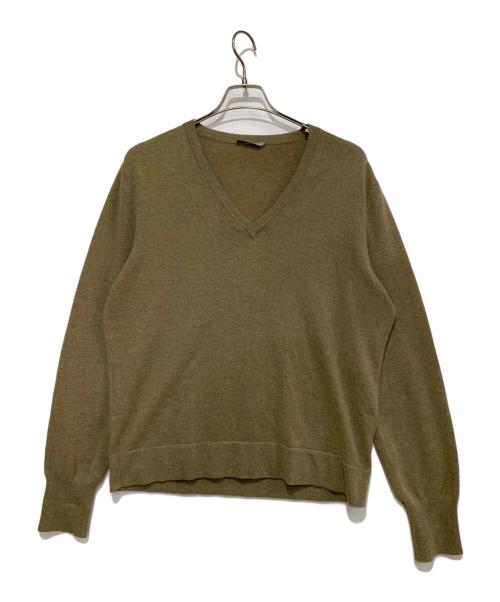 BOTTEGA VENETA（ボッテガベネタ）BOTTEGA VENETA (ボッテガベネタ) Vネックカシミヤニット カーキ サイズ:SIZE48の古着・服飾アイテム