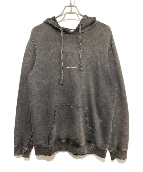 Saint Laurent Paris（サンローランパリ）Saint Laurent Paris (サンローランパリ) ウォッシュドダメージ加工ロゴパーカー ブラック サイズ:Mの古着・服飾アイテム