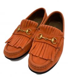 GUCCI（グッチ）の古着「スウェードビットローファー」｜オレンジ