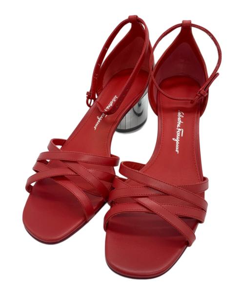 Salvatore Ferragamo（サルヴァトーレ フェラガモ）Salvatore Ferragamo (サルヴァトーレ フェラガモ) アンクルストラップサンダル レッド サイズ:24㎝の古着・服飾アイテム
