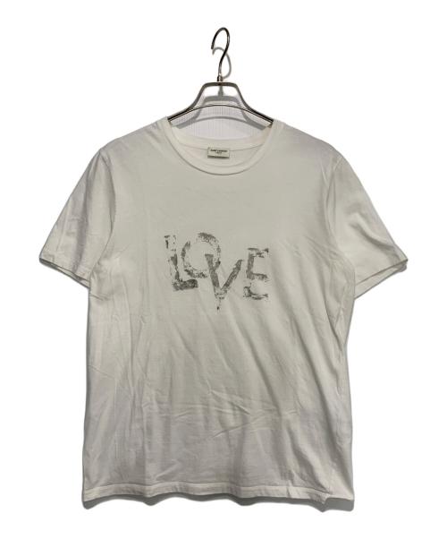 Saint Laurent Paris（サンローランパリ）Saint Laurent Paris (サンローランパリ) LOVEプリントTシャツ ホワイト サイズ:XSの古着・服飾アイテム