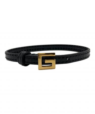 中古・古着通販】GUCCI (グッチ) レザーブレスレット ブラック サイズ