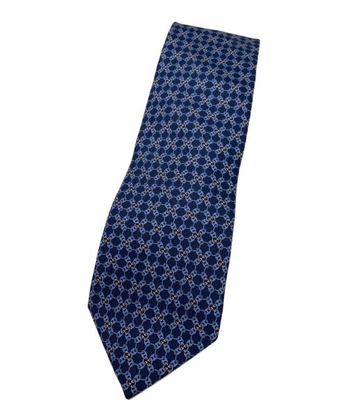 GUCCI（グッチ）GUCCI (グッチ) チェーンパターンシルクネクタイ ブルー サイズ:　の古着・服飾アイテム