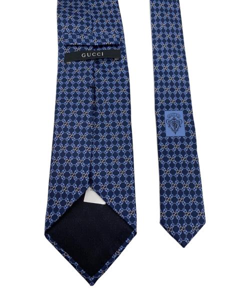 GUCCI（グッチ）GUCCI (グッチ) チェーンパターンシルクネクタイ ブルー サイズ:　の古着・服飾アイテム
