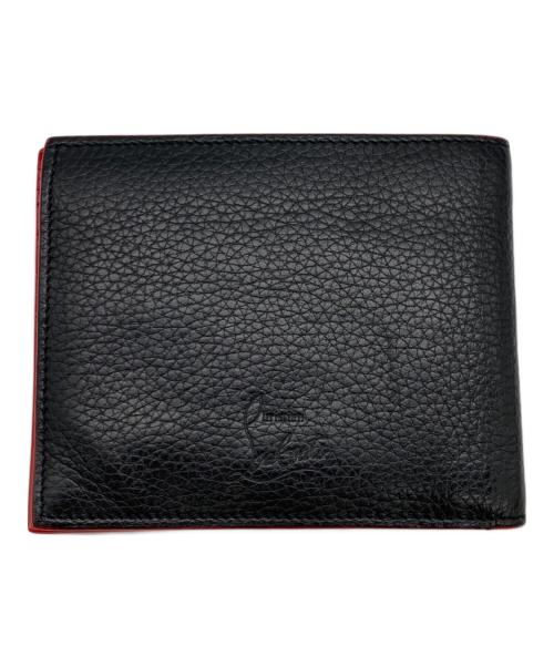 Christian Louboutin（クリスチャン・ルブタン）Christian Louboutin (クリスチャン・ルブタン) スタッズ2つ折り財布 ブラック×レッドの古着・服飾アイテム